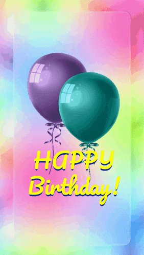 a birthday card with two balloons and the words " happy birthday "