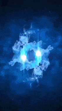 a dark blue background with a light coming out of the center