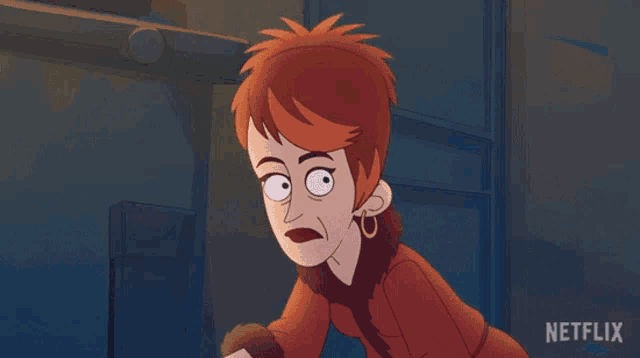 a cartoon of a woman with a netflix logo in the background