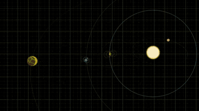 a computer generated image of the solar system with a green cross in the center