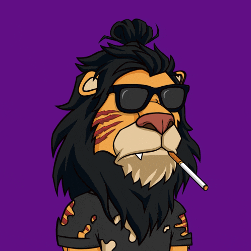 a cartoon of a lion smoking a cigarette with smoke coming out of his mouth