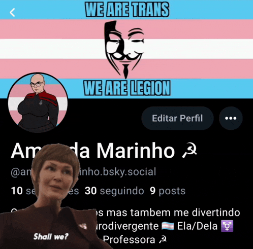 a screenshot of a person 's profile with the words we are legion on the top