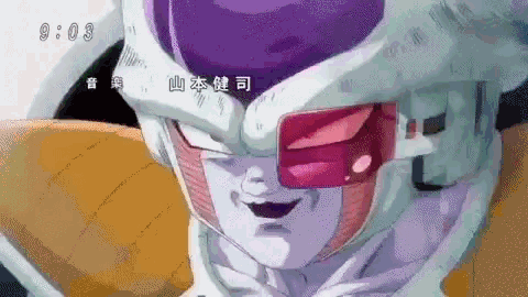 a close up of a cartoon character 's face with the time 9:03 on the bottom right