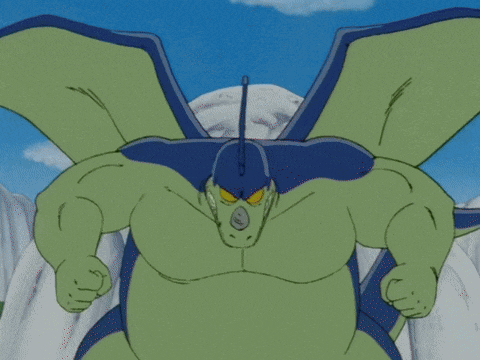 a cartoon drawing of a green monster with yellow eyes and teeth