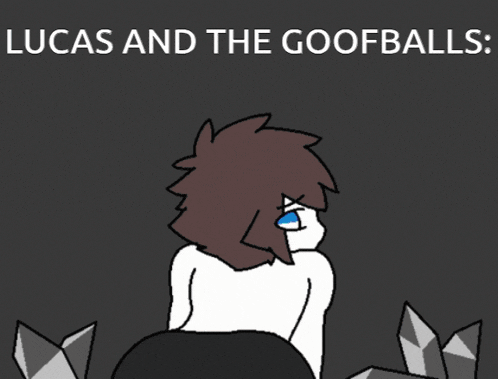 a drawing of lucas and the goofballs with a wolf on it