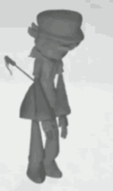 a shadow of a cartoon character with a top hat and a rifle .
