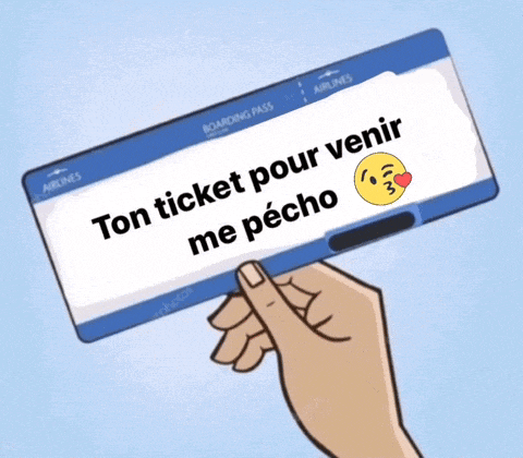 a person is holding a ticket that says " ton ticket pour venir me pecho "