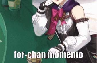 a cartoon character with the words for-chan momento on the bottom