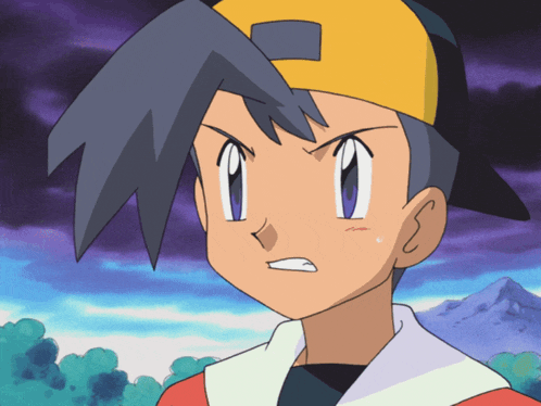 a cartoon character wearing a yellow hat and a red shirt