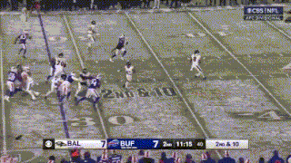 a football game is being played between the bal and the buf