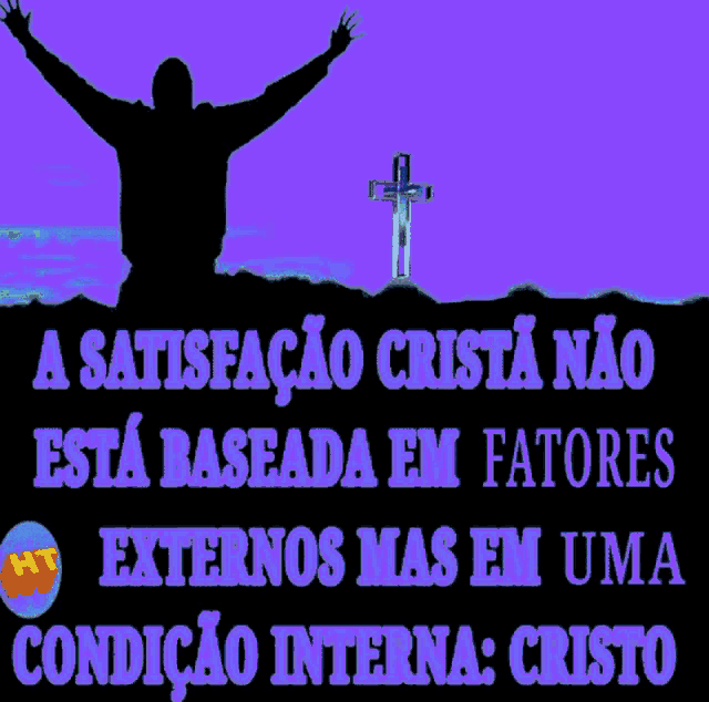 a man with his arms outstretched stands in front of a cross