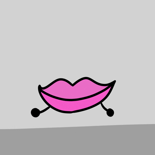 a cartoon drawing of a pink lips with arms