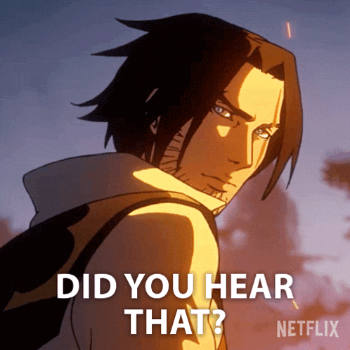 a picture of a man with the words " did you hear that " on it