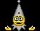 a smiley face is wearing a white hat and a white scarf .