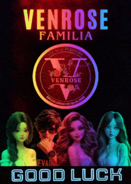 a poster for venrose familia says good luck on the bottom