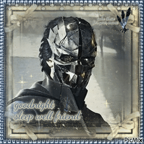 a picture of a robot with the words goodnight sleep well friend written on it