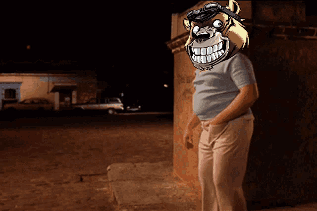a pixelated image of a man with a gorilla mask on his face