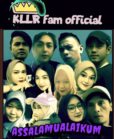 a group of people standing next to each other with the words " kllr fam official " above them