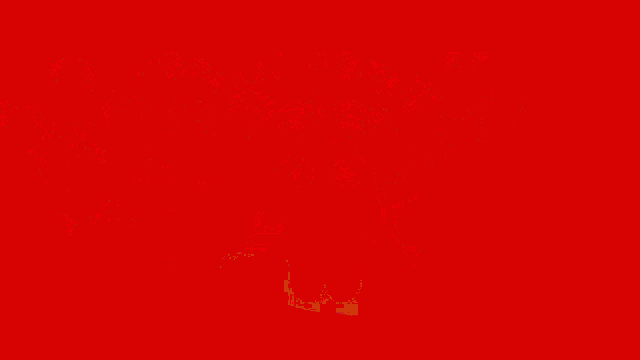 a cartoon drawing of a monster with a red head standing in front of a red background