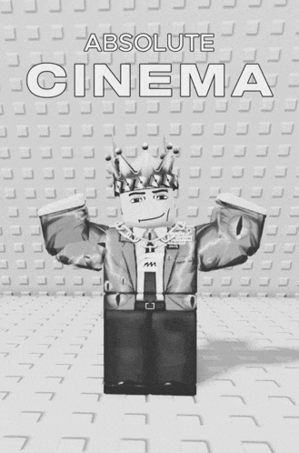 a poster for absolute cinema shows a man in a crown