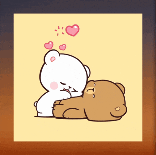 a cartoon of two teddy bears hugging each other
