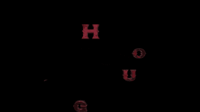 a black background with red letters that say hugo