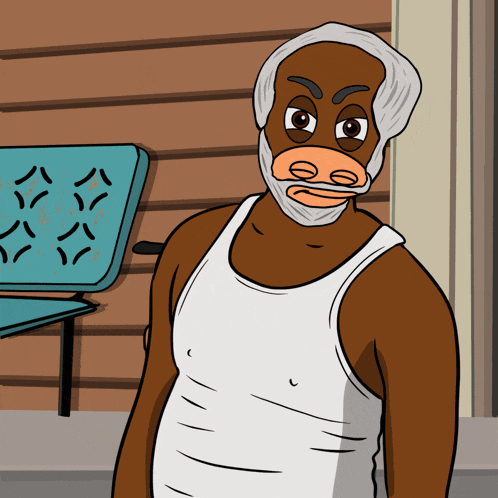 a cartoon drawing of a man wearing a mask
