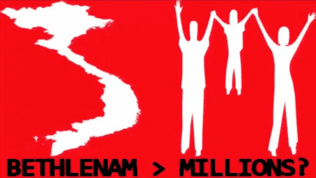 a red background with the words bethlehem > millions