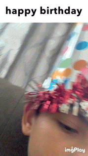 a picture of a child wearing a party hat with the words happy birthday on the bottom