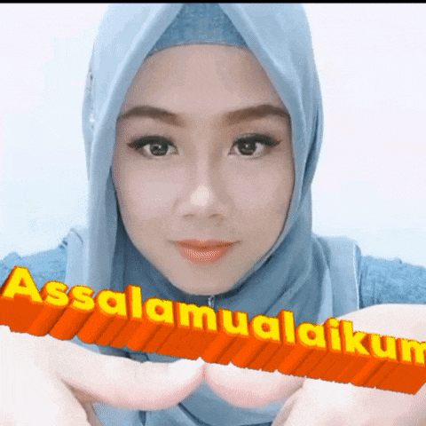 a woman wearing a hijab and a blue scarf says assalamualaikum