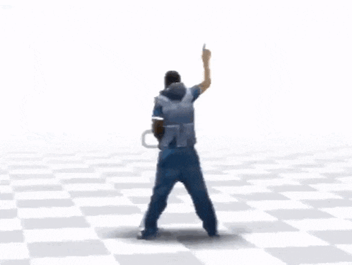 a man in a vest is dancing on a checkered floor .