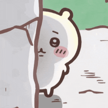 a cartoon drawing of a bear peeking behind a wall