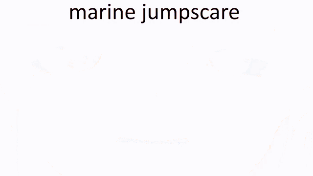 a close up of a girl 's eyes with the words marine jumpscare above her