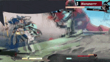 a screen shot of a video game with a red bar that says " menanerr "