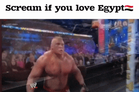 a picture of a wrestler with the words scream if you love egypt below him