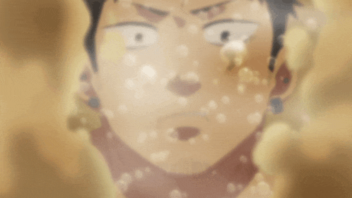 a close up of a man 's face with bubbles on it