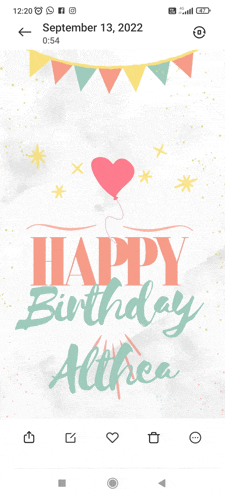 a phone screen says happy birthday althea on it