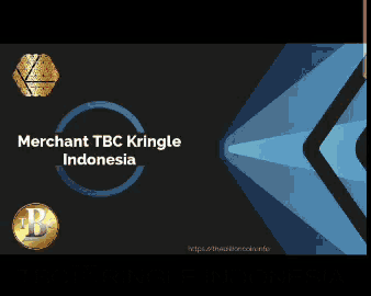 a merchant tbc kringle indonesia advertisement with a blue and black background