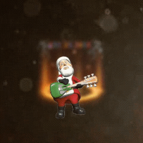 a cartoon of santa claus playing a guitar with the number 3 on the bottom