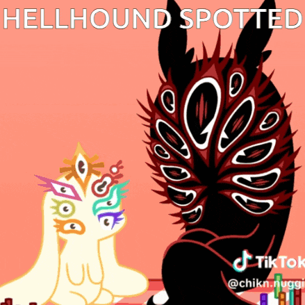 a drawing of a monster with the words hellhound spotted on it
