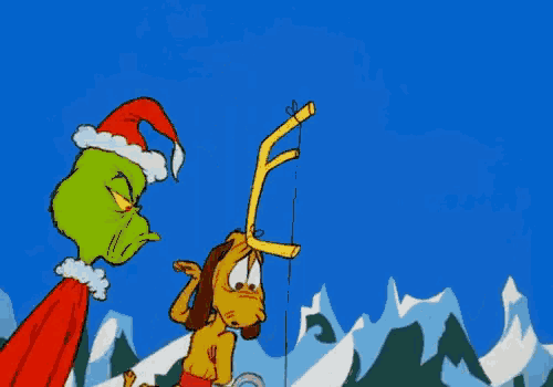 a cartoon of the grinch holding a christmas gift