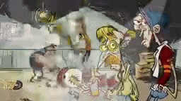 a cartoon of a man smoking a cigarette in a room with smoke coming out of the ceiling
