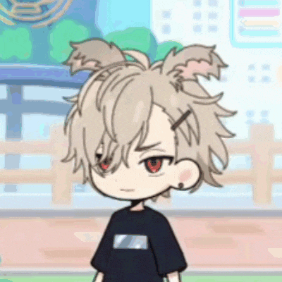 a cartoon character with ears on his head is wearing a black shirt and earrings .