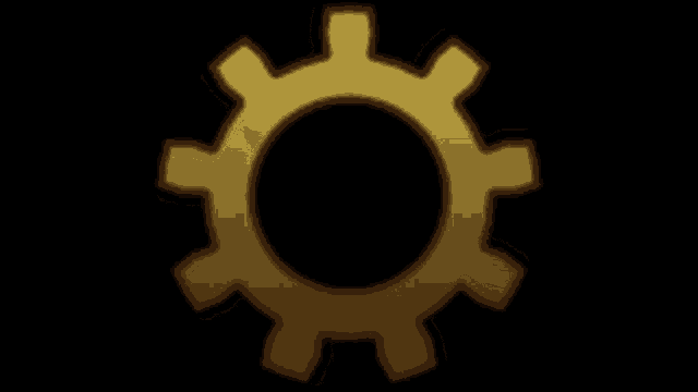 a gold gear on a black background with a circle in the center