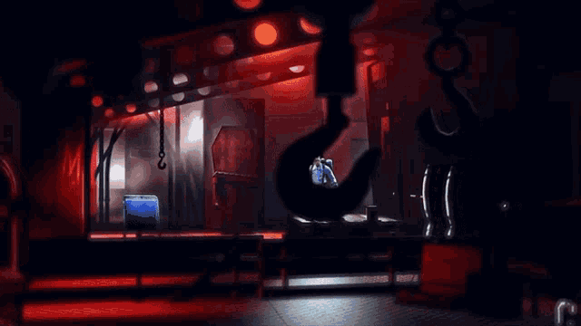 a hook is hanging from the ceiling of a room