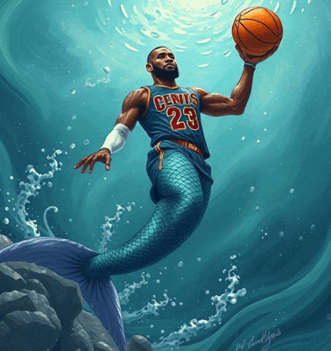 a basketball player with a mermaid tail is wearing a jersey that says ' cents 23 ' on it