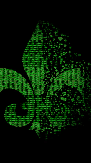 a silhouette of a chameleon is surrounded by binary code