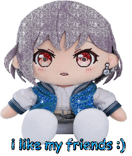 a stuffed doll with the words " i like my friends " below it