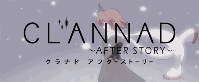 a poster for clannad after story shows a girl in a white scarf