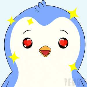 a cartoon of a penguin with red eyes and the word pengy below it